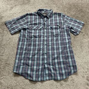 Columbia Silver Ridge Shirt Men Medium Multicolor Plaid Button Down Short Sleeve